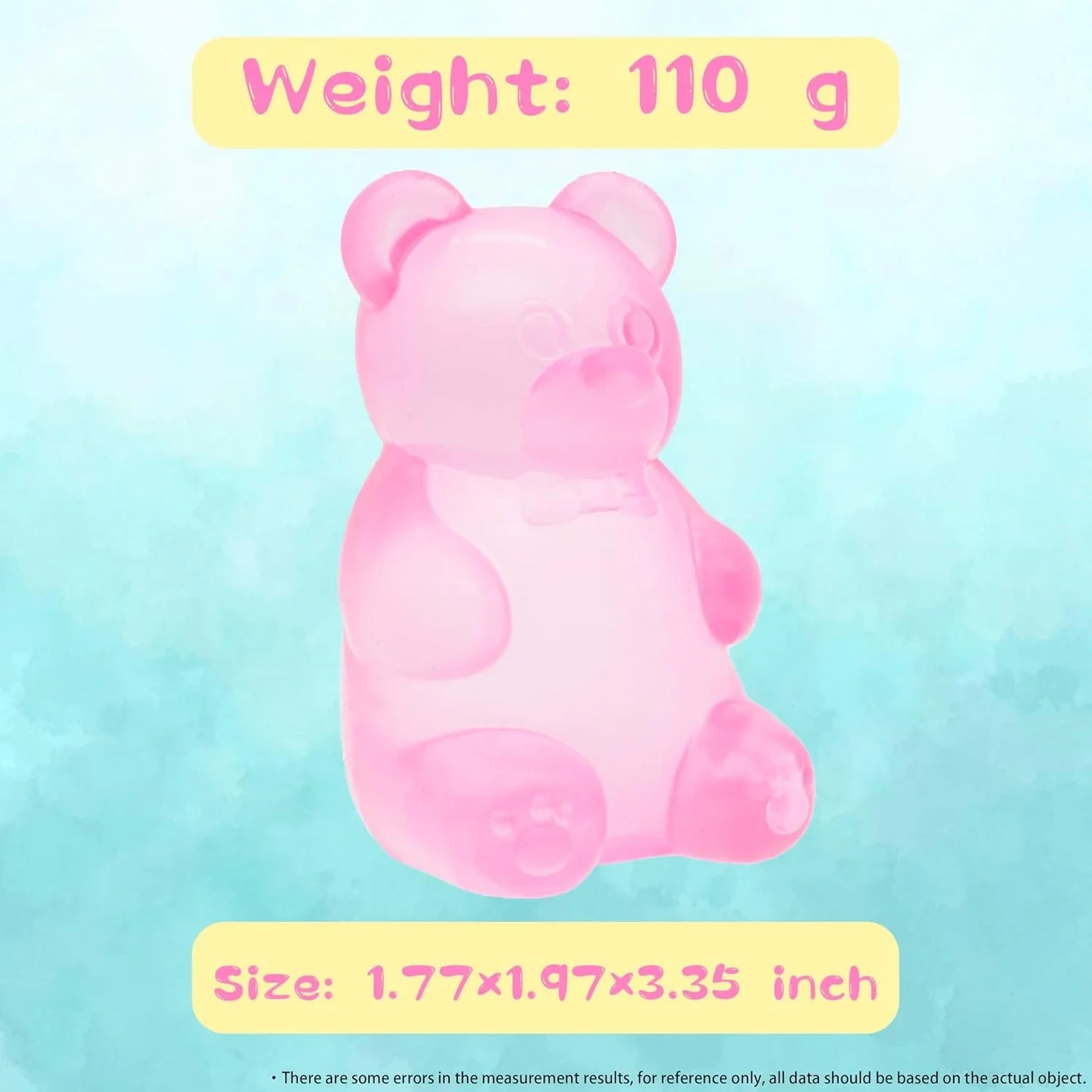 Stress Bear Squishy Ball, Gummy Bear Toy, Sugar Filled Squishy Toys for Kids Stress Relief - High Density Squeeze Balls for Students Calming - Ultra-Soft Decompression Venting Toys
