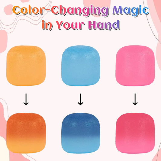 3 Pack Slow-Rise Stress Relief Strong Sensory Toys for Kids & Adults, Color-Changing Squishy Fidget Balls, Non-Toxic Fidget Toys for Classroom & Office, Slow Rebund Toys for Boys Girls