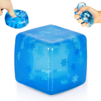 Maltose Squishy Stress Relief Toy, Snowflake Squeeze Ice Cube Fidget, Slow Rising Sensory Stress Ball for Relaxing, Durable TPR Calm Down Toy for Boys Girls Age 3+ (1Pcs, Blue, 1.97inch)