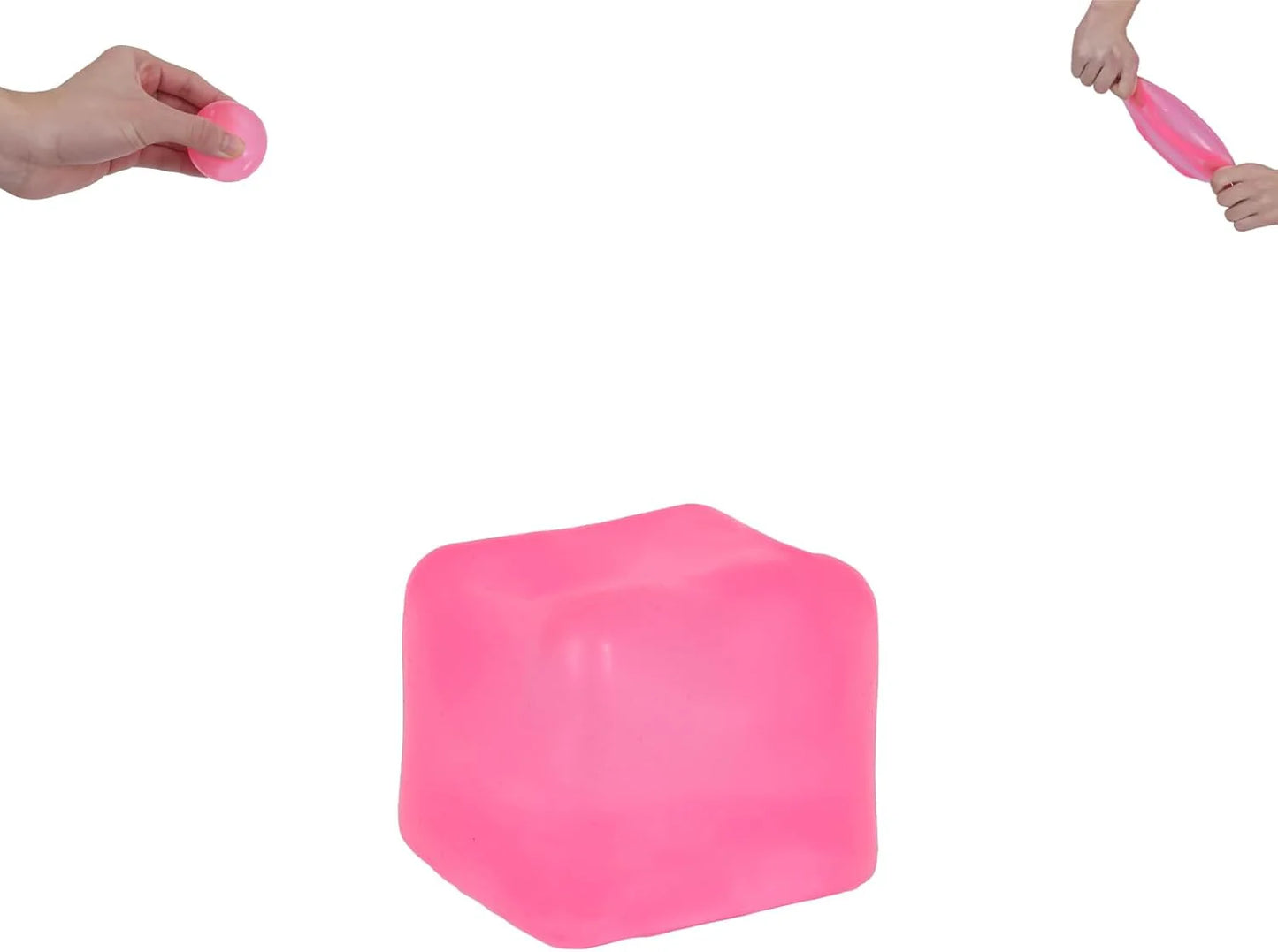 Ice Cube Squishy Toy 3.5cm (1.38") – Gel-Filled Slow Rising Squeeze Cube for Kids Ages 3+ & Adults, Mini Sensory Desk Toy for Classroom Rewards, Party Favors & Everyday Play (Pink) - US 5836