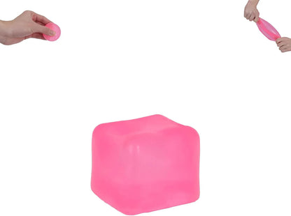 Ice Cube Squishy Toy 3.5cm (1.38") – Gel-Filled Slow Rising Squeeze Cube for Kids Ages 3+ & Adults, Mini Sensory Desk Toy for Classroom Rewards, Party Favors & Everyday Play (Pink) - US 5836