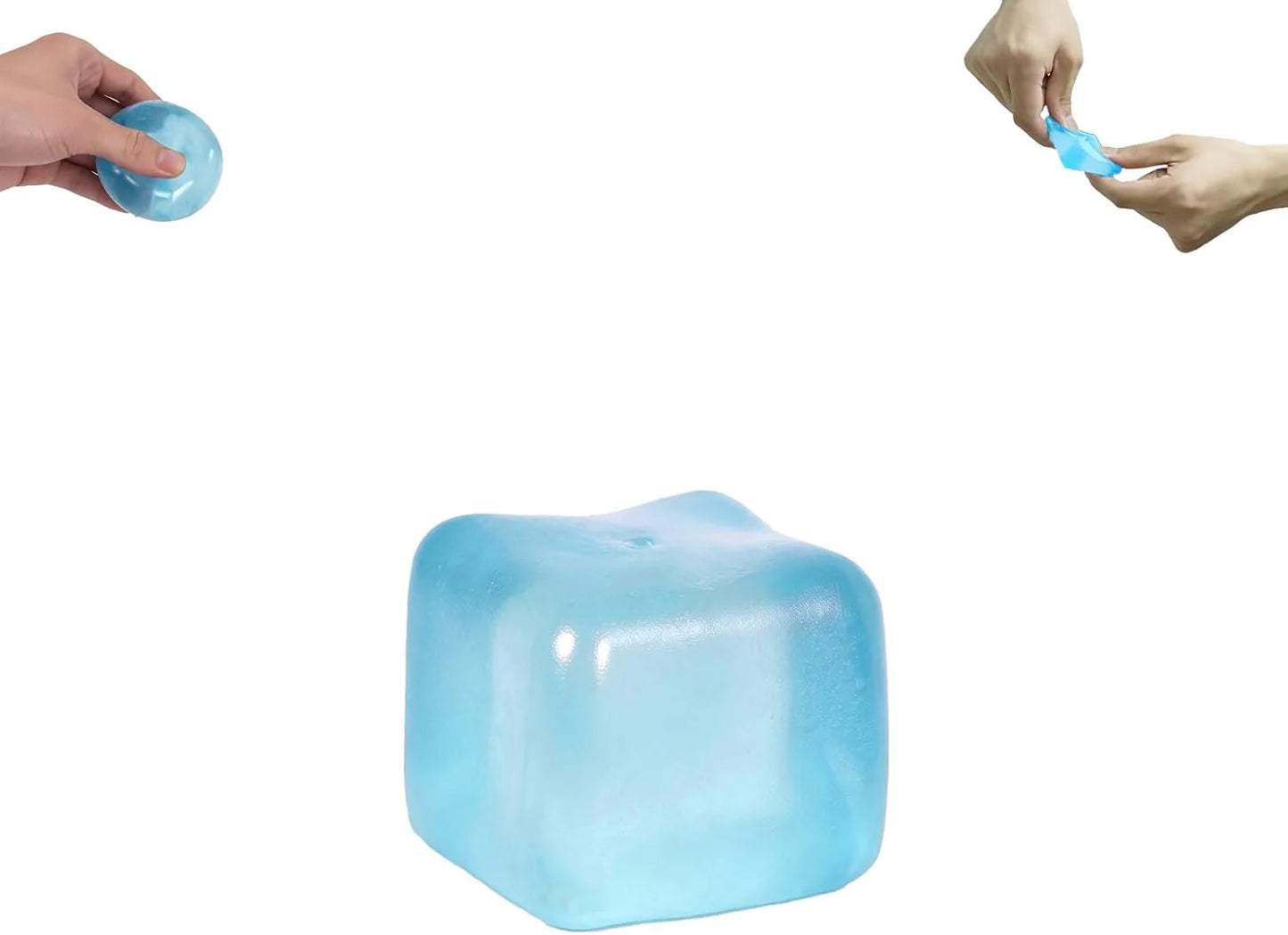 Ice Cube Squishy Toy 3.5cm (1.38") – Gel-Filled Slow Rising Squeeze Cube for Kids Ages 3+ & Adults, Mini Sensory Desk Toy for Classroom Rewards, Party Favors & Everyday Play (blue) - US 4415