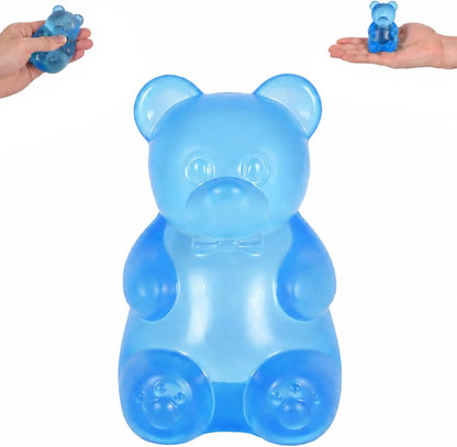 Bear Squishy Toy for Kids Ages 3+ & Adults, Slow Rising Gummy Bear Squeeze Toy, Soft High-Density Foam Sensory Bear for Desk, Classroom, Home & Office(Blue) - US 3719