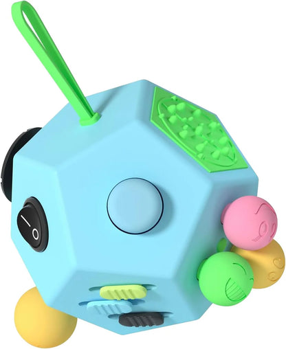 Fidget Dodecagon-12 Sided Fidget Toy Stress Relief Cube for Children and Adults, Silent Compact Classroom Gifts Stocking Stuffers for Teen Boys, Kids(B3 Blue Sky) - US 9357