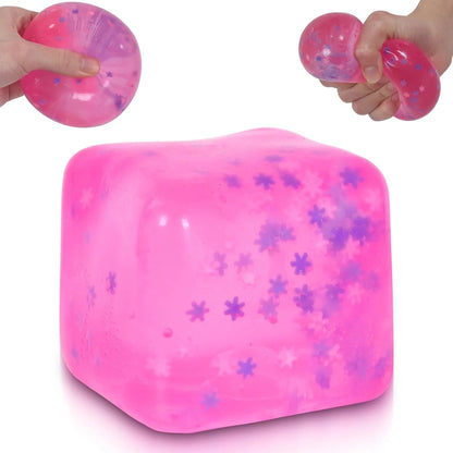 Snowflake Ice Cube Squishy Toy, Big Size 7cm Stress Relief Fidget Toys for Adults, Sensory Squishy Toys for Anxiety Relief and Focus, Soft Slow Rise Squeeze Toy for Stress (Pink) - US 8180