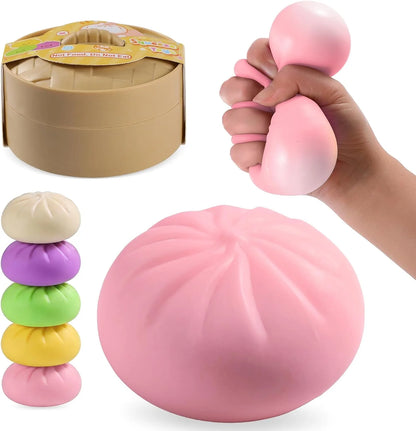 Dumpling Squishy Mystery Box, Mystery Dumpling Squishy Squeeze Stress Balls for Kids & Adults, Sensory Fidget Toys for Anxiety Relief, Crazy Fun Dumplings Ideal Gift for Boys,Girls,Teens(Pink) - US 8719