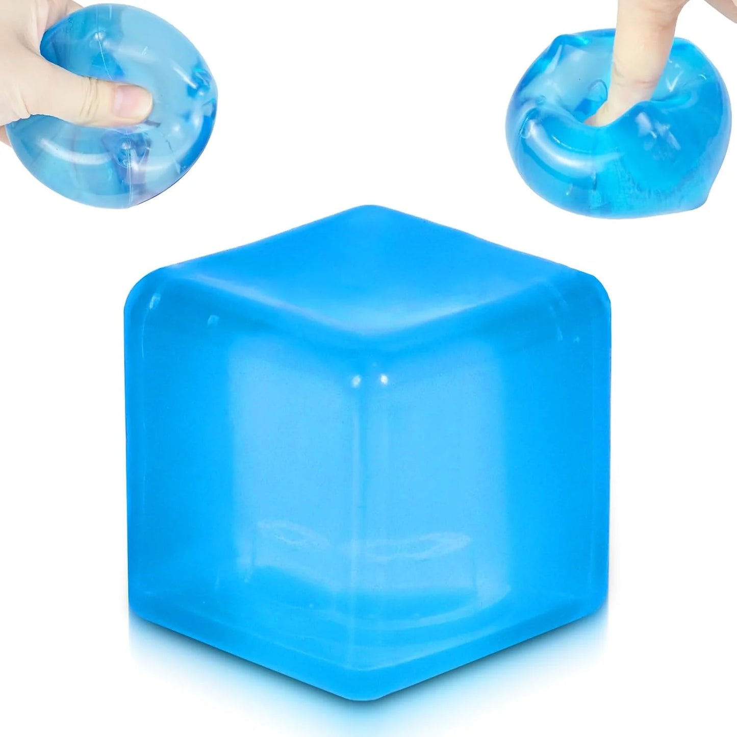 Ice Cube Squishy Stress Ball,1.98"*1.98" Medium Squishy Cube Fidget Toy, Ice Cube Pieces Silent Nice Square Shape Anxiety Sensory Squishy Fidget Toy Slow Rise, Classroom Prizes, Calming(Blue) - US 7068