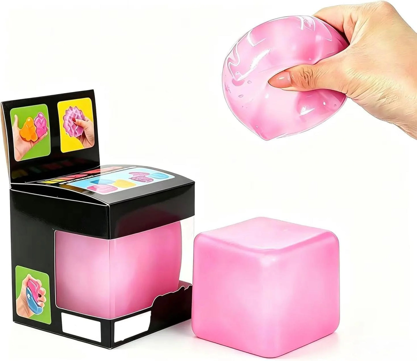 Relief High Density Ice Squeeze Ball, Ice Cube SqueezeToy,Adults Sensory Fidget for Stress Relief,Focus (Pink) - US 2512