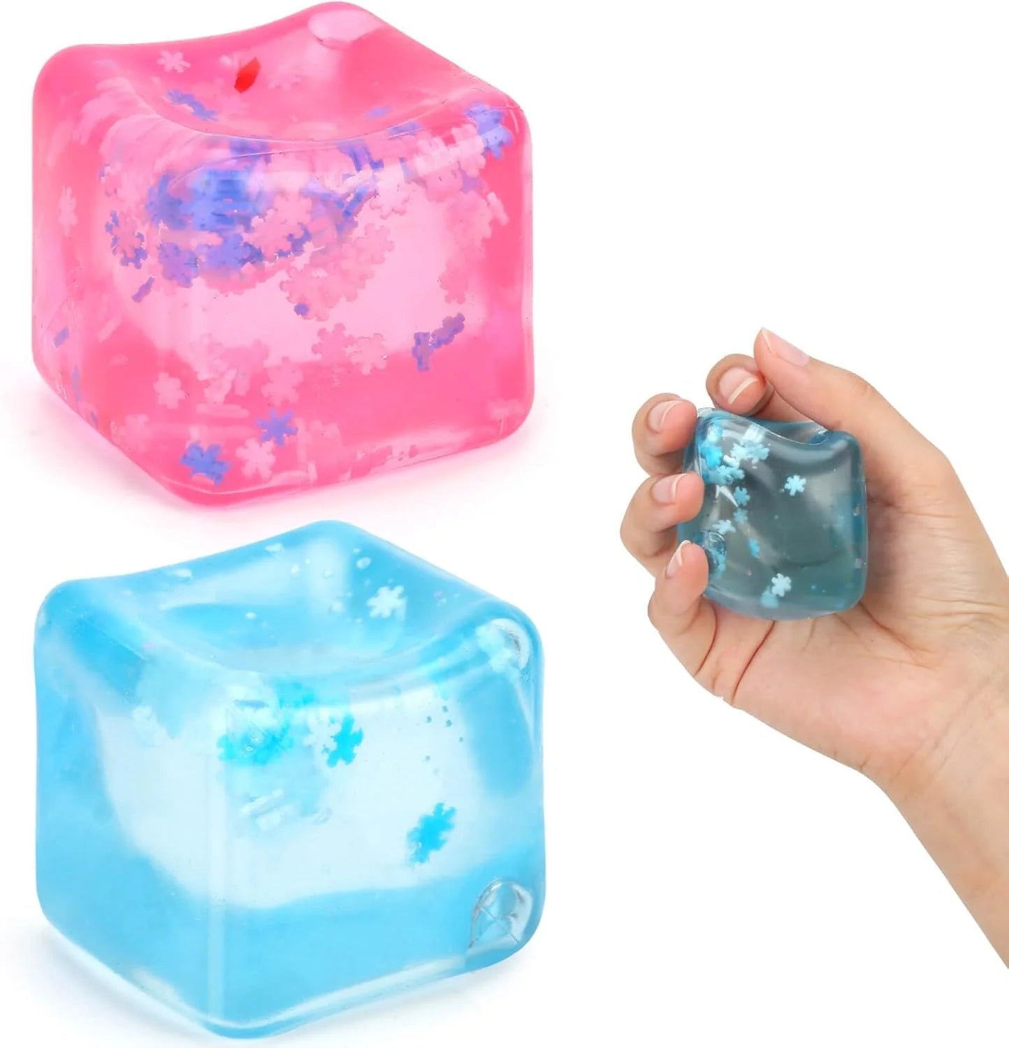 Gretex Fidget Toy for All Ages: 2 Pack Soft Sensory Fidget Ice Cube Stress Ball Squishy Cube Stress Relief Toys for Kids, Teens and Adults Party Favors, Birthday Gift for Kids Age 3+ - US 3888