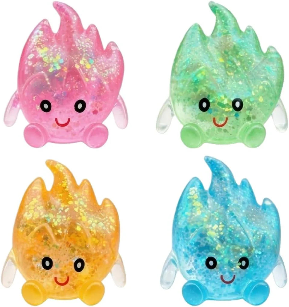 TREBIN Squid Water Drop Squishy Stress Ball, Slow Rising Malt Sugar Fidget Toy, High Resilience Sensory Toy for ADHD Autism, Sparkly Jellyfish Design Droplet Squeeze Toy for Focus (Random Flame Shape) - US 4879