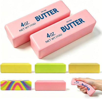 2 Pack Butter Squishy Toys Slow Rising Soft Squeeze Toy Stress Relief Fidget Toys for Kids Party Favors Birthday Gifts Adults Office Desk Toys (Pink) - US 2482