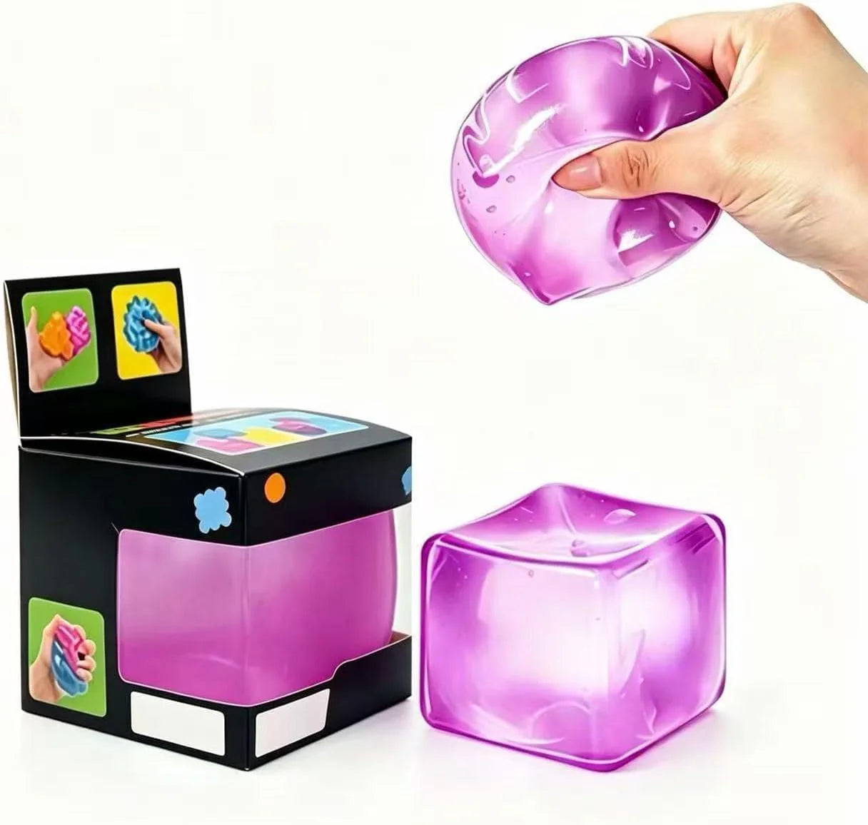 Relief High Density Ice Squeeze Ball, Ice Cube SqueezeToy,Adults Sensory Fidget for Stress Relief,Focus (Purple) - US 9873