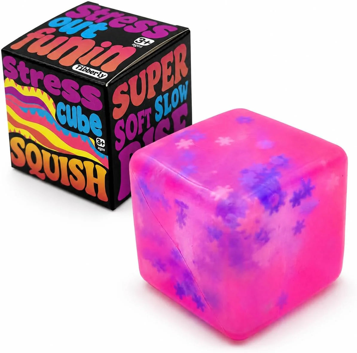 Stress Cube Squishy Toy, 1.97 Inch Slow Rising Fidget Stress Ball with Snowflake Inside, Silent Anxiety Relief Sensory Toy for Adults & Kids, Leakproof Gift-Ready Squeeze Cube - US 4152
