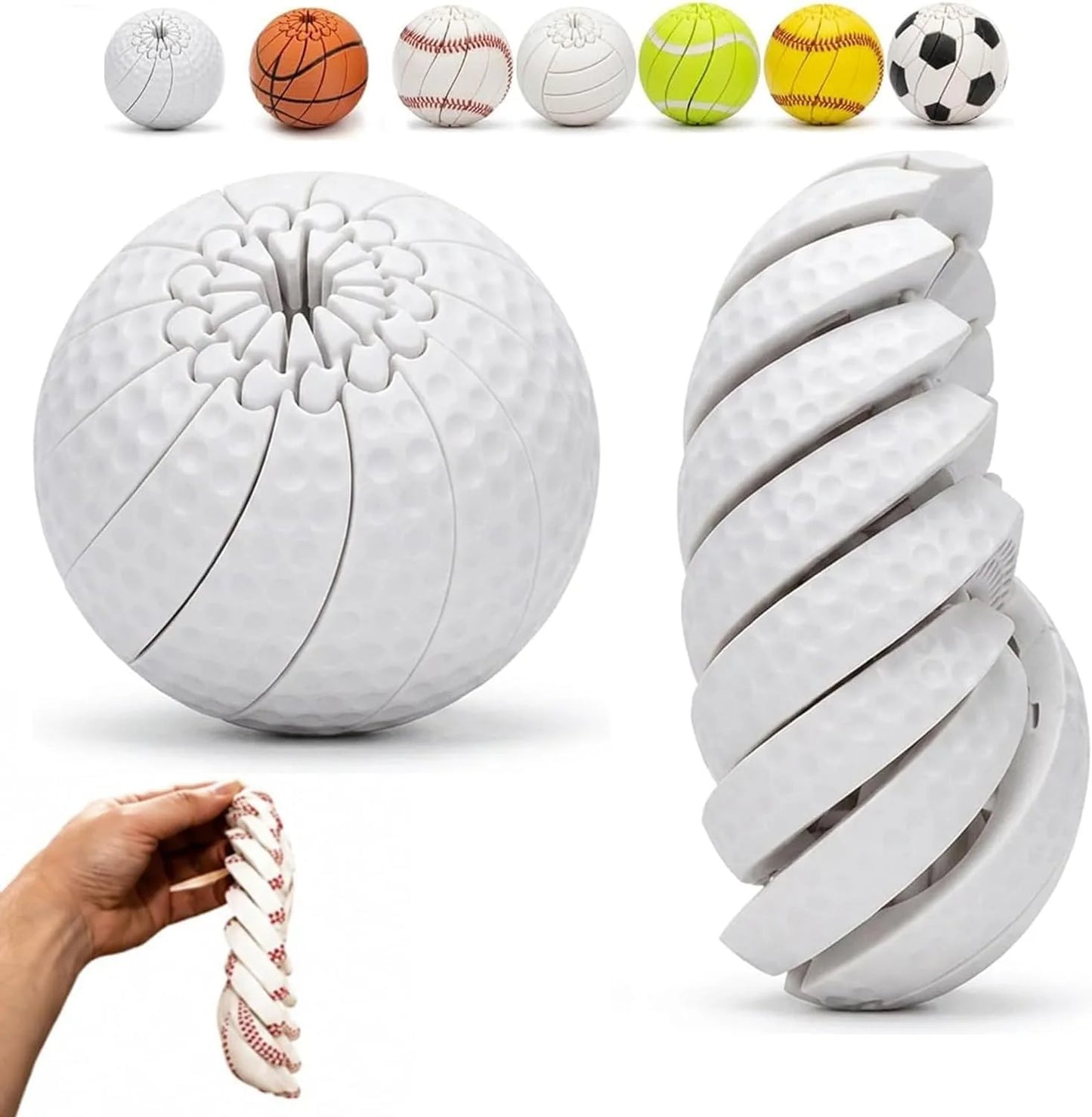 Baseball Fidget Ball Toy,3D Printed Twist and Turn Stress Relief Desk Fidget,Relieve Anxiety Handheld Fidget Sphere,Everyday Tool Focus and Calm for Teens & Adults (Golf) - US 4085