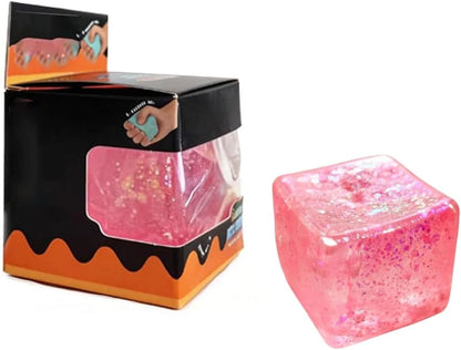 Premium Block Cube Squishy-Squishy Stress Cube,Slow Rise Fidget Cube Squishies Sensory Soft High Density Ice Squeeze Ball Fidget Toy Ice Cube Slow Rise (Pink) - US 5318