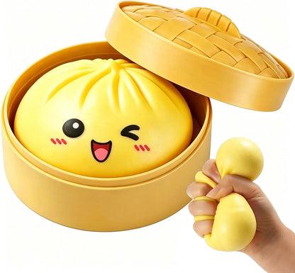 Dumpling Squishies, Fast Rebound Stress Ball Fidget Sensory Toy | Colorful Dumpling Squishy Set with Steamer, Fast Rebound Squeeze Toy, Soft Stretchy Desk Stress Relief Toy - US 1086