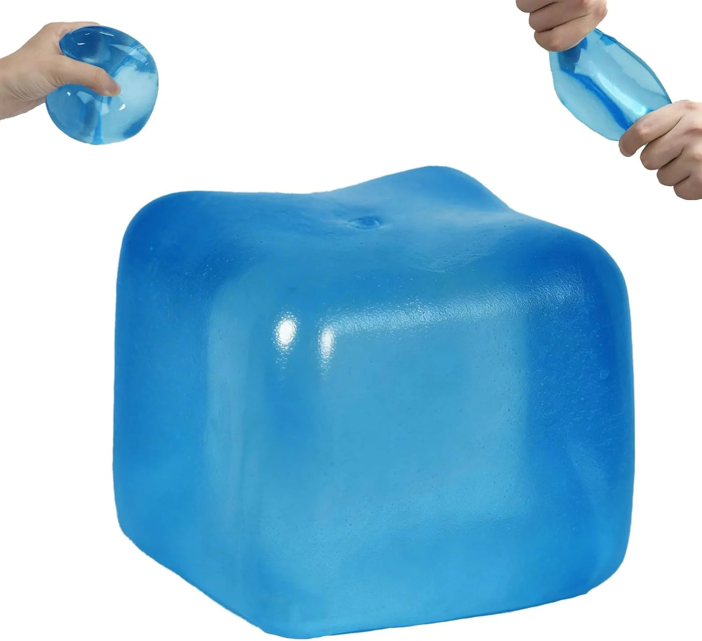 Extra Large Ice Cube Squishy Toy, 7cm (2.75in) Slow Rising Sensory Squeeze Toy for Adults & Kids Ages 3+, Soft TPR Fidget Toy, Durable & Tear-Resistant(Blue) - US 7572
