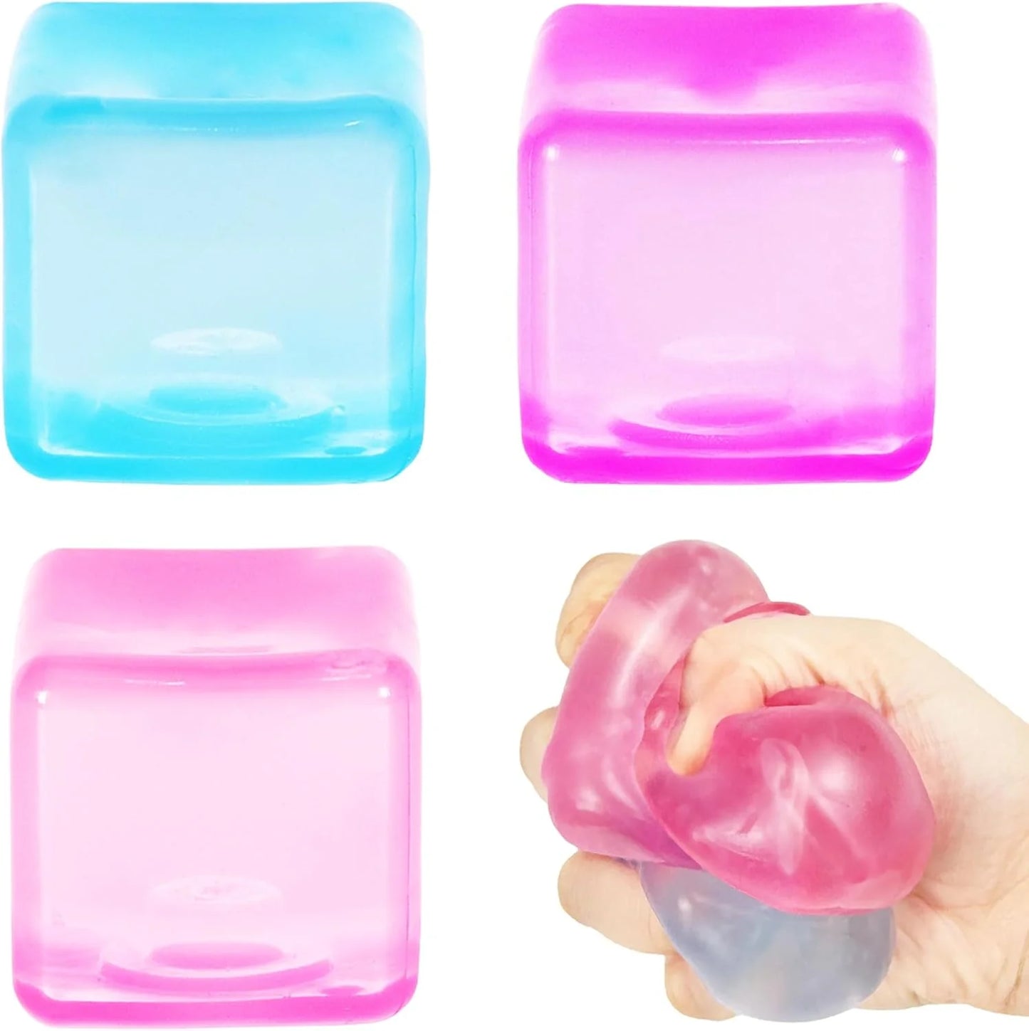 3Pack Ice Cube Stress Ball,Small Cube Fidget Toys,Squishy Cube for Anxiety Relief Stress Reliever,Stress Relief Toys for Adults Kids Children Teens - US 4664