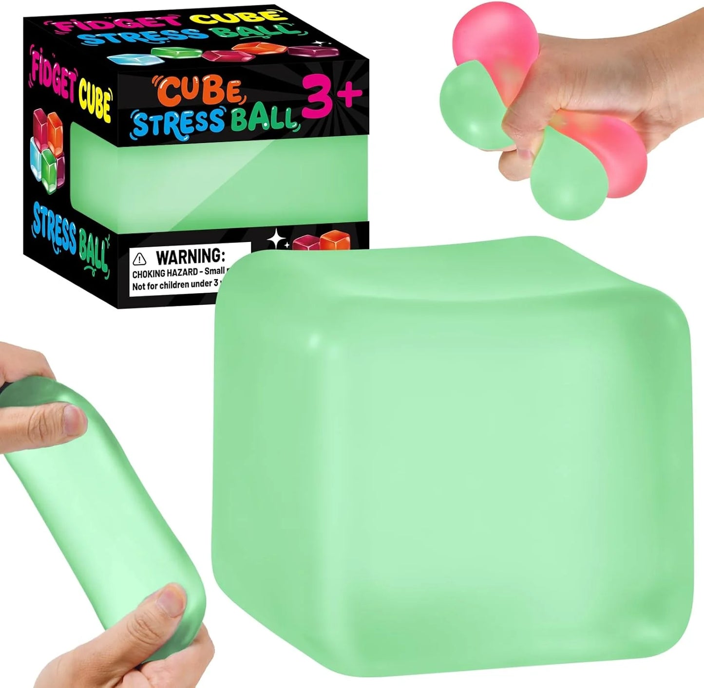 Stress Cube Squishy Fidget Toys, Slow Rising Ice Cube Sensory Stress Balls for Kids Adults Anxiety Relief Squeeze Toy for Classroom Prizes Party Favors (Light Green) - US 7222