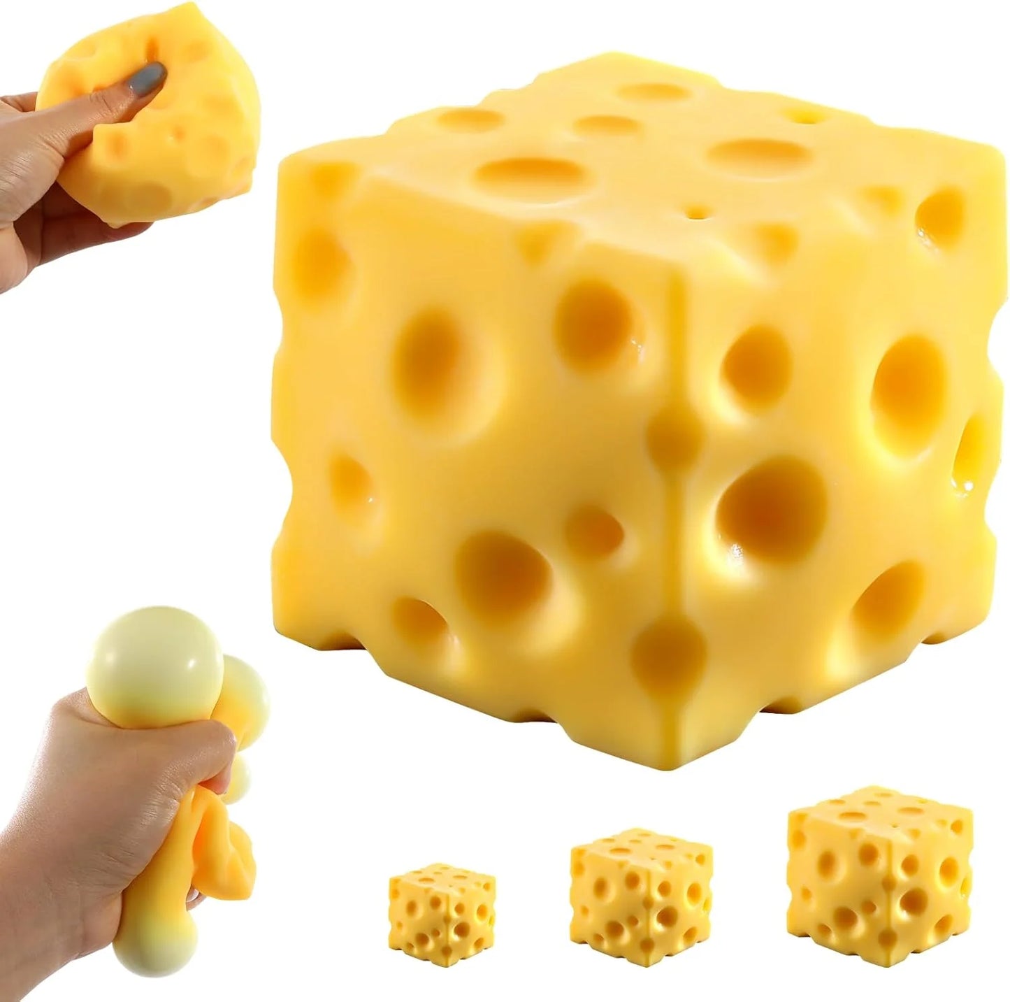 Cheese Squishy (6cm),Cheese Block Squeeze Toy,Squishies Stress Relief Fidget Toys,Stocking Stuffer Novelty Birthday Gifts for Kids Teens Boys Girls (2.4 inch) - US 4696