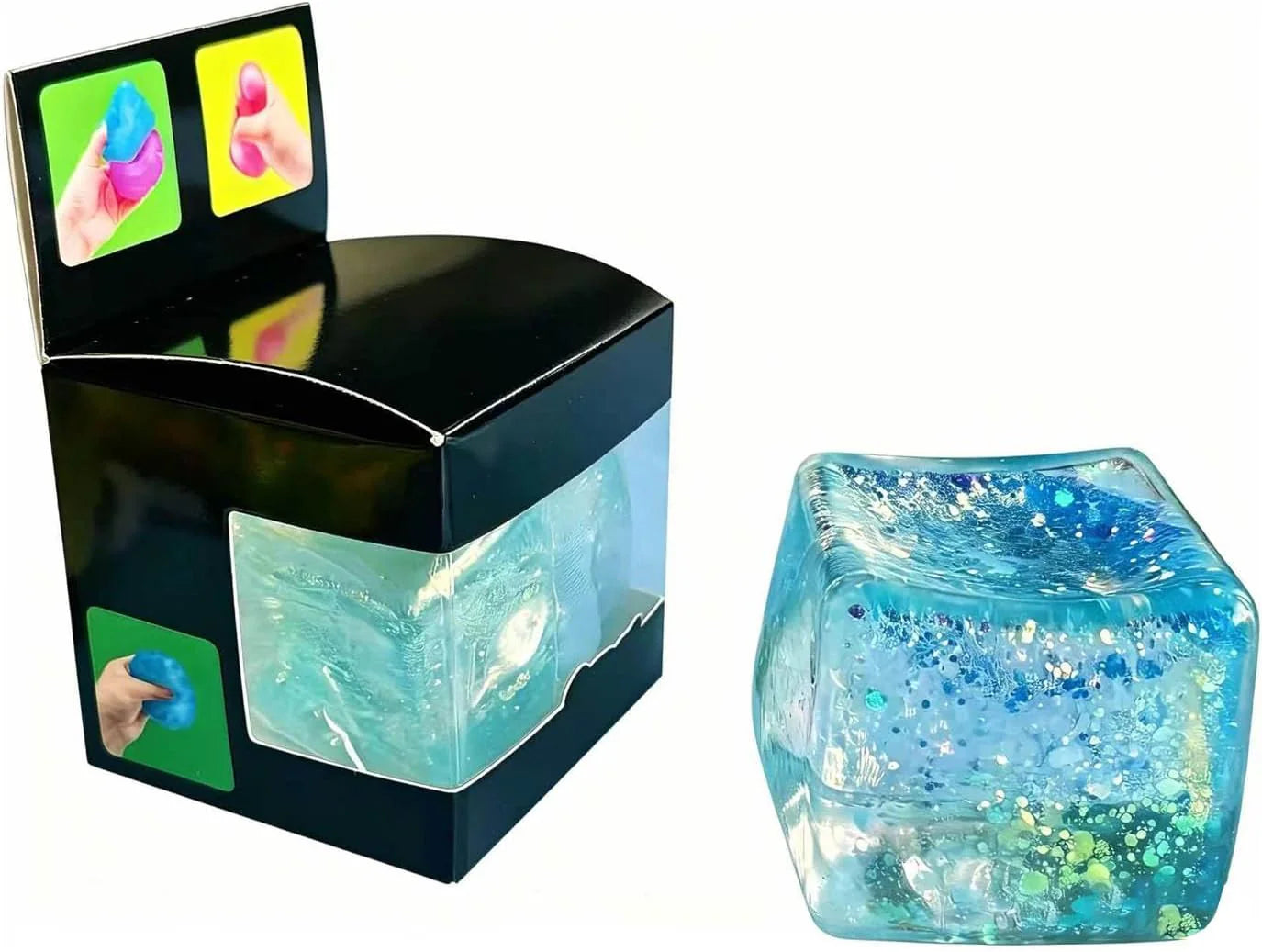 Premium Block Cube Squishy-Squishy Stress Cube,Slow Rise Fidget Cube Squishies Sensory Soft High Density Ice Squeeze Ball Fidget Toy Ice Cube Slow Rise (Blue) - US 1565