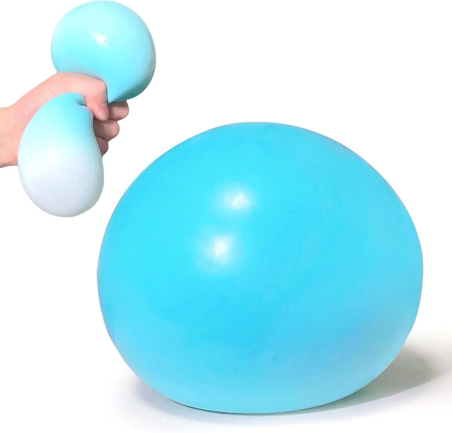 4 Inch Giant Squeeze Stress Balls for Kids and Adults - Jumbo Squishy Dough Ball, Squishy Sensory Toys for Kids Party Favors, Goodie Bag Stuffers, Squeeze Stress Toys for Anxiety Relief (Blue) - US 8196