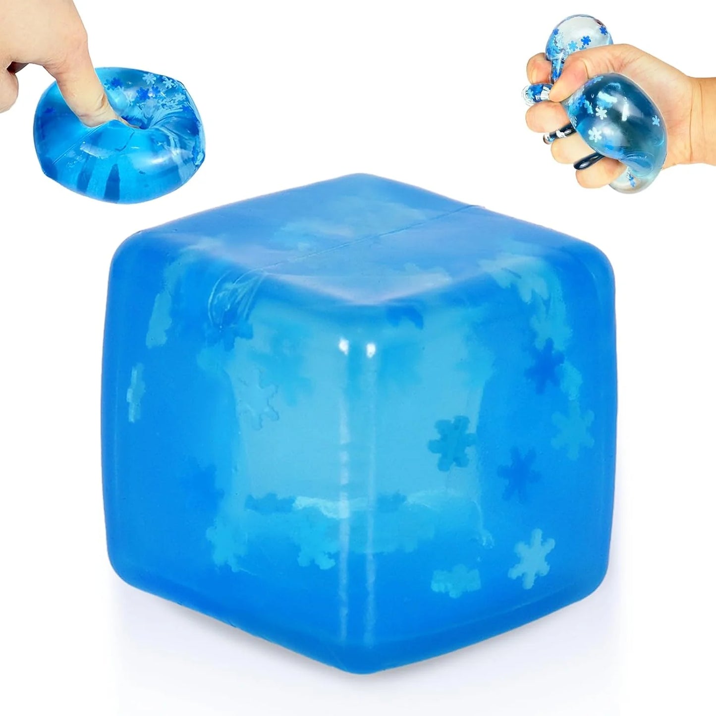Maltose Squishy Stress Relief Toy, Snowflake Squeeze Ice Cube Fidget, Slow Rising Sensory Stress Ball for Relaxing, Durable TPR Calm Down Toy for Boys Girls Age 3+ (1Pcs, Blue, 1.97inch) - US 5190