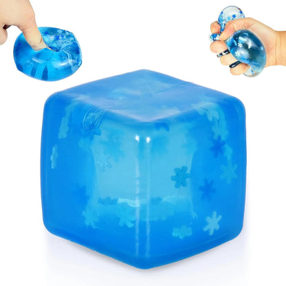 Maltose Squishy Stress Relief Toy, Snowflake Squeeze Ice Cube Fidget, Slow Rising Sensory Stress Ball for Relaxing, Durable TPR Calm Down Toy for Boys Girls Age 3+ (1Pcs, Blue, 1.97inch) - US 5190