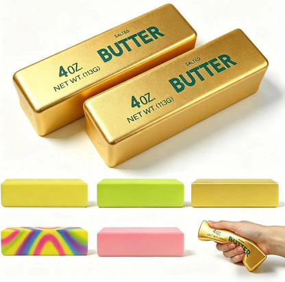 2 Pack Butter Squishy Toys Slow Rising Soft Squeeze Toy Stress Relief Fidget Toys for Kids Party Favors Birthday Gifts Adults Office Desk Toys (Gold) - US 3680