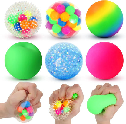 6 Set Squishy Sensory Stress Squeezing Balls forAdults: Best Calming Tool to Relieve Anxiety, Vent Mood and Improve Focus, Easter Basket Stuffers for Kids, Goodie Bag Stuffers - US 7841