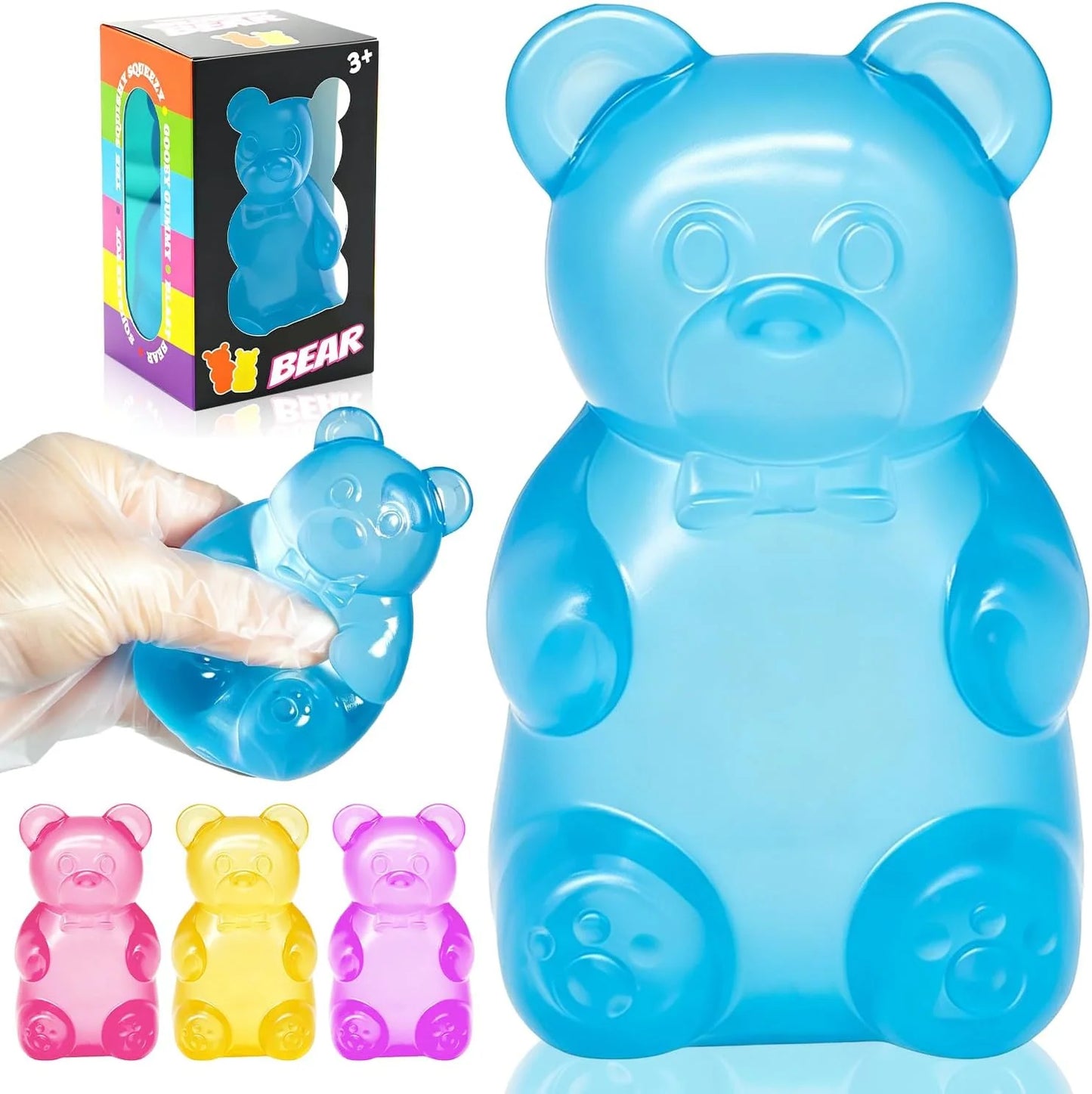 Bear Squishy Toy, Slow Rising Stress Relief Sugar Squeeze Toys for Kids & Adults, High Density Sensory Stress Balls, Stocking Stuffers, Birthday Party Favors, Anxiety Relief Toys for Boys Girls (Blue) - US 4577