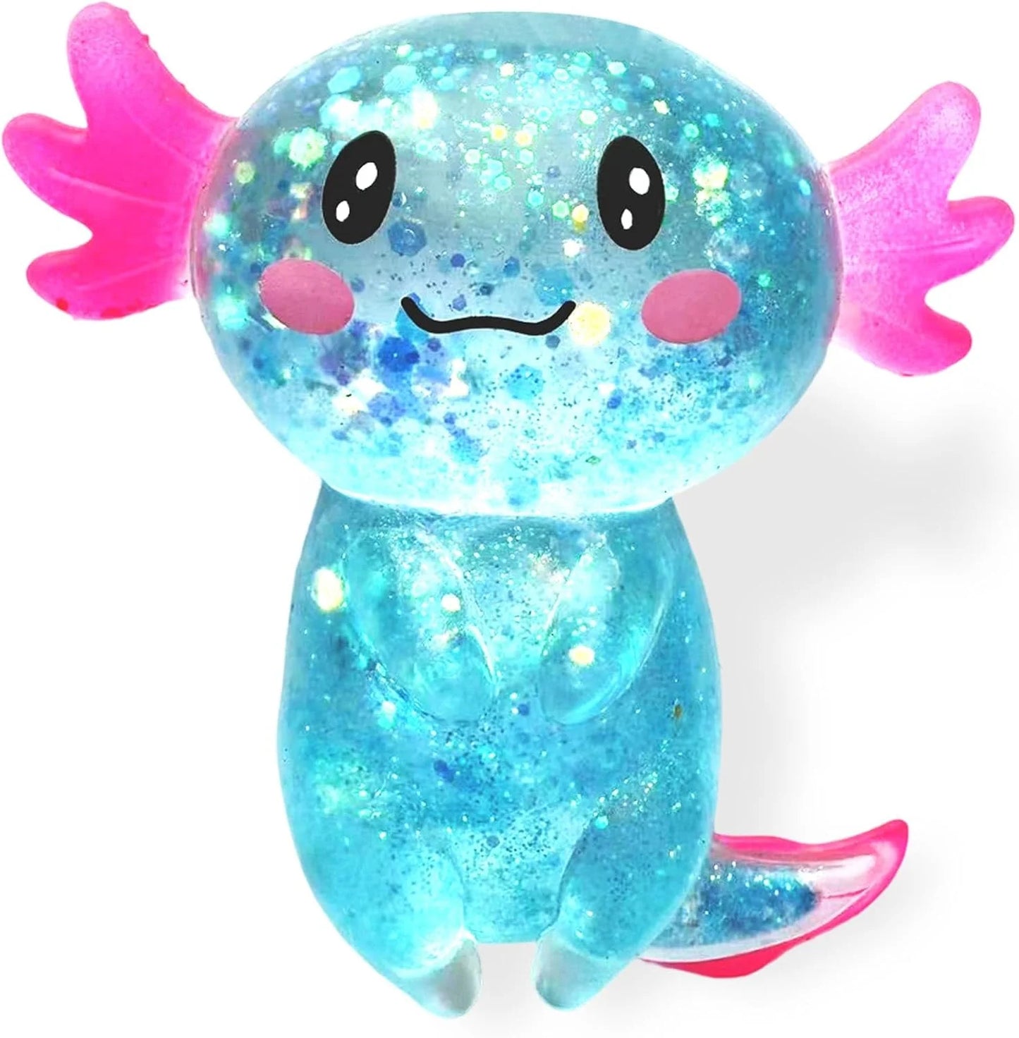 Axolotl Squishy Stress Relief Toy Glitter Fidget Toys Cute Malt Sugar Axolotl Toy Fidget Toys for Kids Youth Adult, Party Favors Anxiety Relief Squishy Toys(Blue) - US 7883