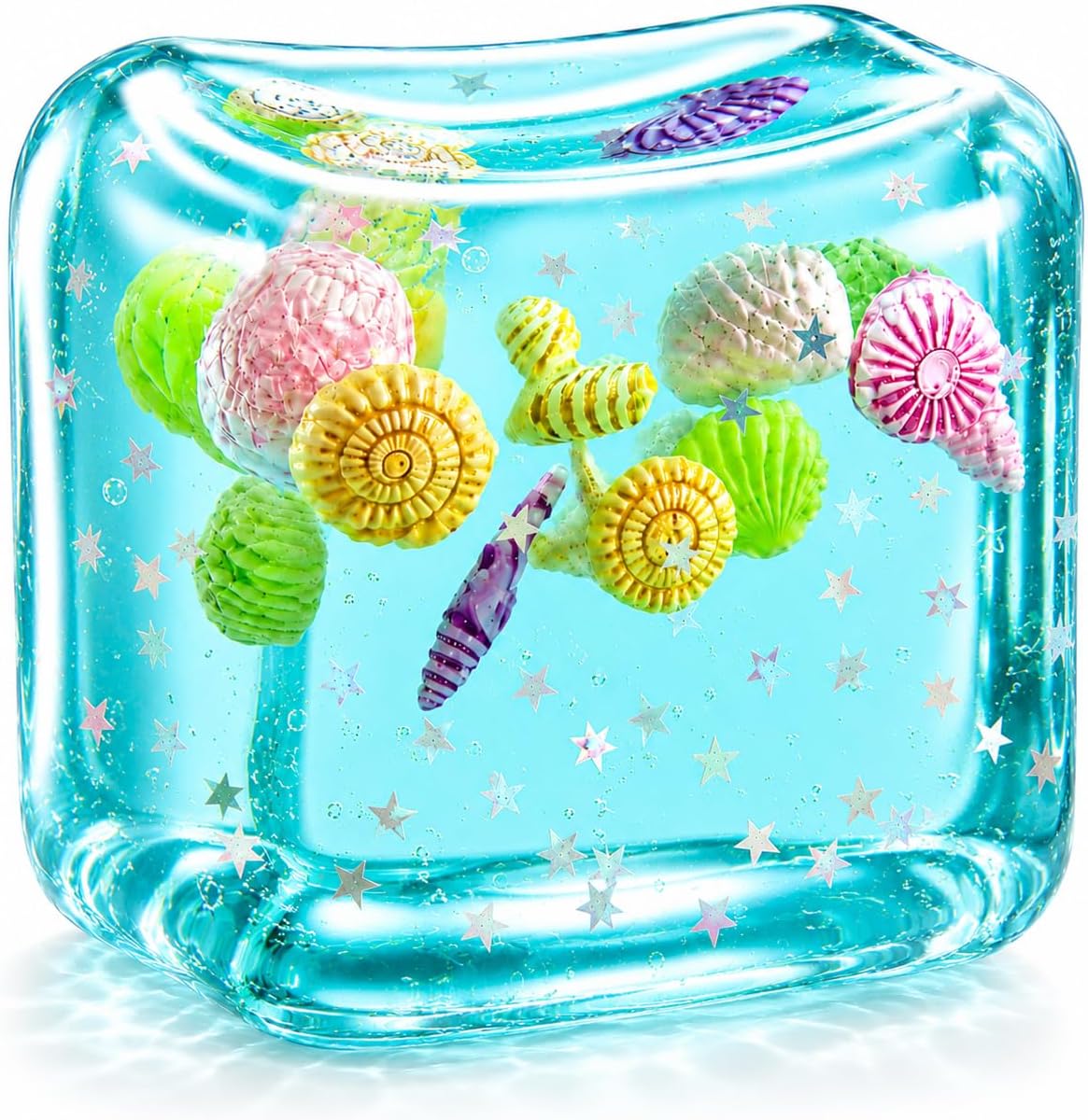 Large Squishy Ice Cube Stress Ball - Slow Rising Maltose Texture Jelly Fidget Toys with Star Glitter - Sensory Squeeze Toy for Anxiety Relief - Desk Gifts for Kids & Adults - US 4793