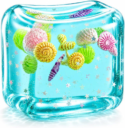 Large Squishy Ice Cube Stress Ball - Slow Rising Maltose Texture Jelly Fidget Toys with Star Glitter - Sensory Squeeze Toy for Anxiety Relief - Desk Gifts for Kids & Adults - US 4793