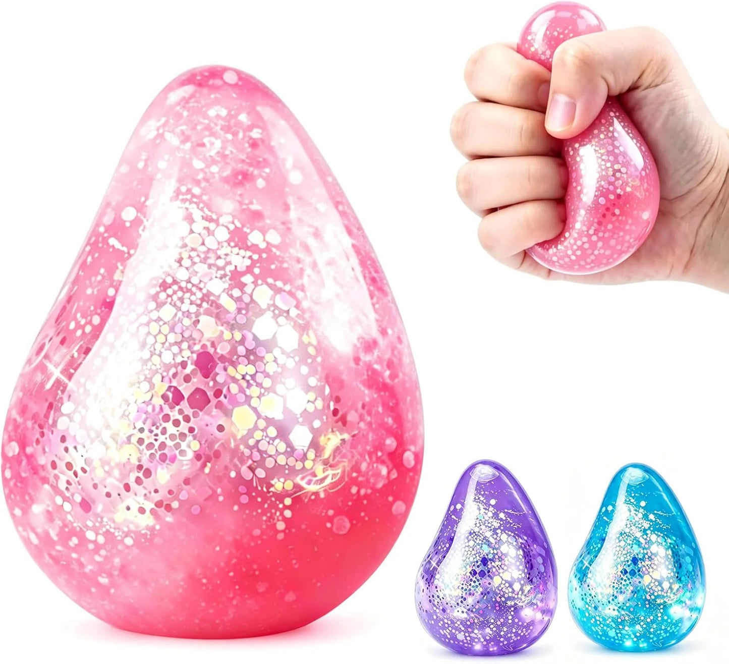 Dream Squishy Drop Fidget Toys Adults, Water Drop Squeeze Toy for Stress Relief, Slow Rising Squishies Sensory Toys with Autism, Malt Sugar Balls Gel Filled Party Favors - Pink - US 2636