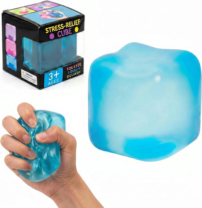 Nice Stress Cube, Squishy Fidget Toy Cubes, Slow Rising Squeeze Cube Balls, Non-Sticky Desk Toy for Relaxation & Focus for Adults, Blue - US 7381