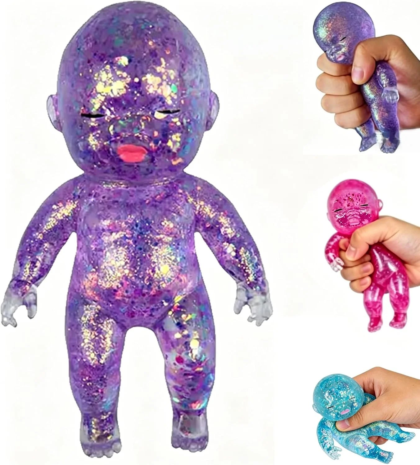 Baby Squishy Toys,Squishy Babies Glittery,Sugar Baby Squishy,Sugar Swaps Squishies Babies Sensory Fidget for Stress Relief,& Teens Adults, Party Favors Gifts - US 5469
