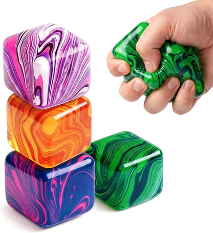 LAHAND 4 Pack Slow Rising Stress Cube,Ice Cube Squishy for Anxiety Stress Relief, Soft Squishy Toys for Party Favors Gifts Classroom Prizes - US 1245