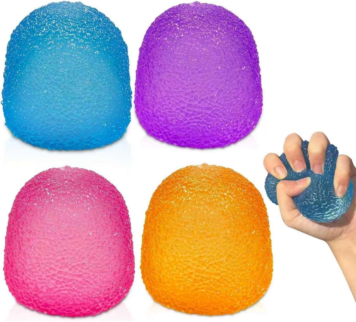 4PCS Gumdrop Squishy,Stress Balls Fidget Toys for Kids and Adults, Super Solid Sugar Balls for Classroom Prize Favors Sensory Toys for Kids with Autism - US 5449