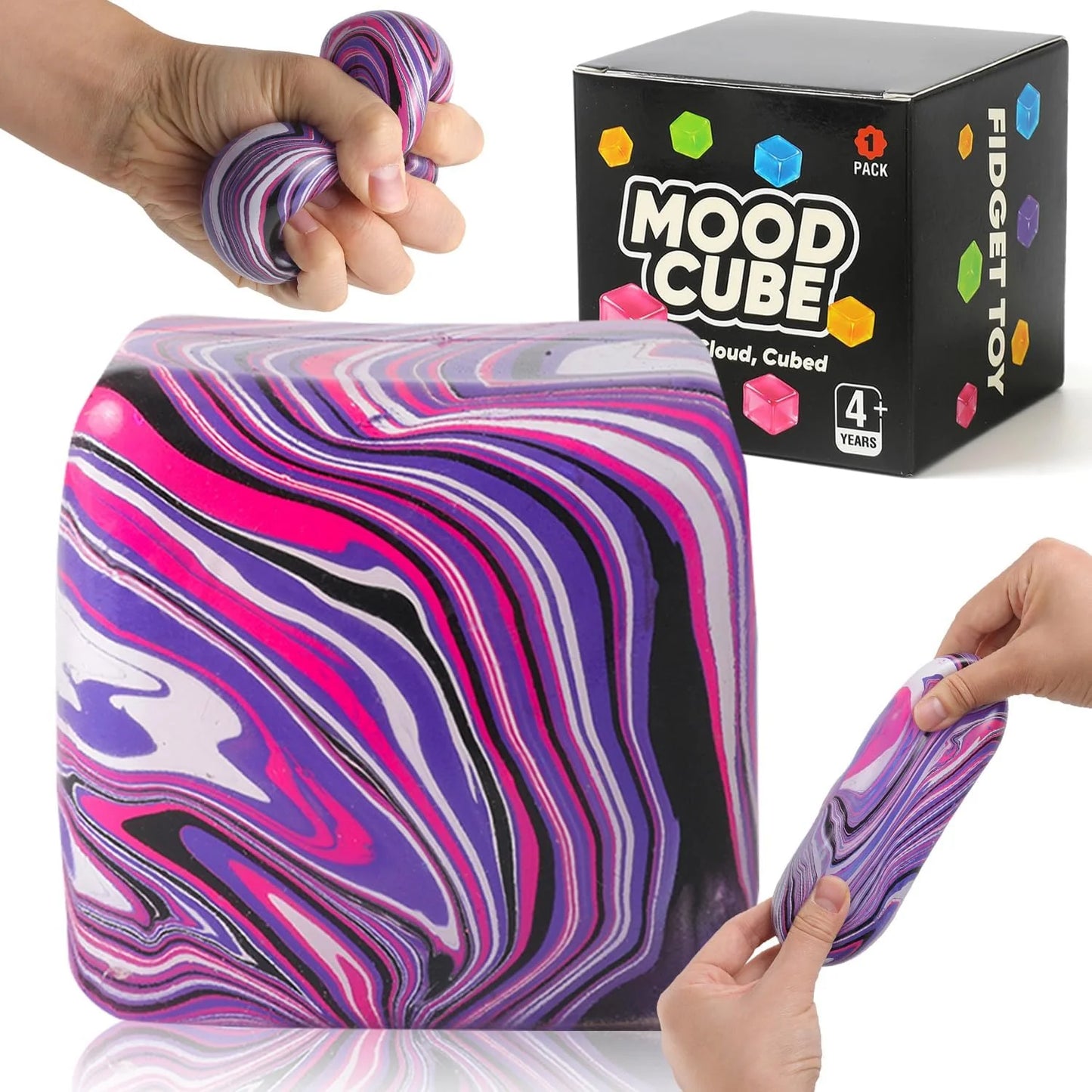 Stress Balls, Squishy Stress Cube for Kids Adults, Squishy Slow Rising Fidget Cube Sensory Toys for Anxiety Stress Relief, High Density Ice Squeeze Ball Cubes for Adults Kids. (Purple) - US 5267