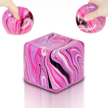 Ice Cube Squishy Fidget Toy Purple Stress Ball Squeeze Toys Stress 5cm(1.97") Veined Ice Cube Squishy Fidget Sensory Toys Kids Youth Adult Puffwize (Pink) - US 7115