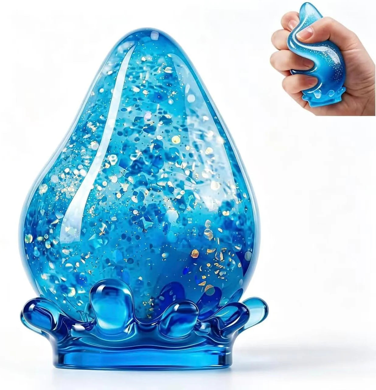 Water Drop Squeeze Squishies, Dream Squishy Drop Squishy Stress Ball,Drop Gifts for Anxiety Relief Office Easter Birthday (Blue) - US 2583