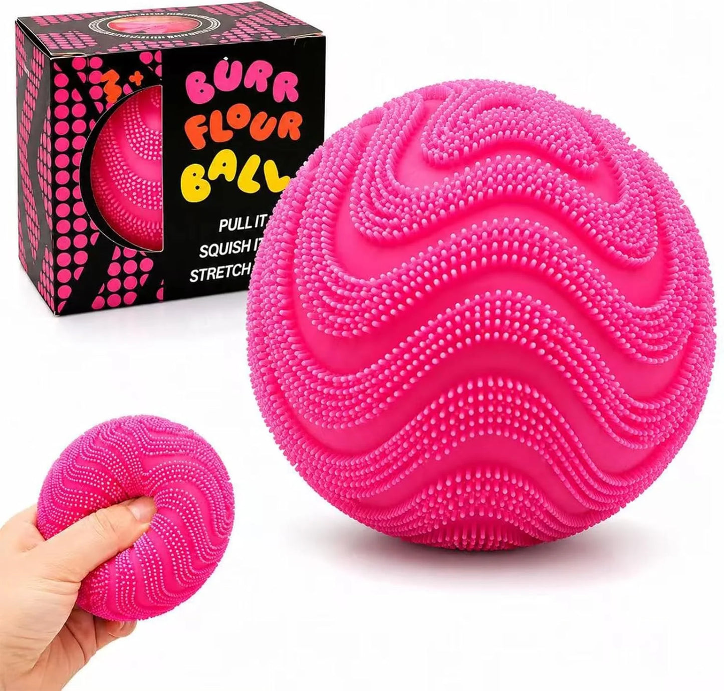 Fuzz Ball Squishy Stress Ball,Soft Fidget Squishy Fuzz Squeeze Ball for Adults,Anxiety Stress Relief Toys,Party Favors Gift for Adults (Pink Ball) - US 8700