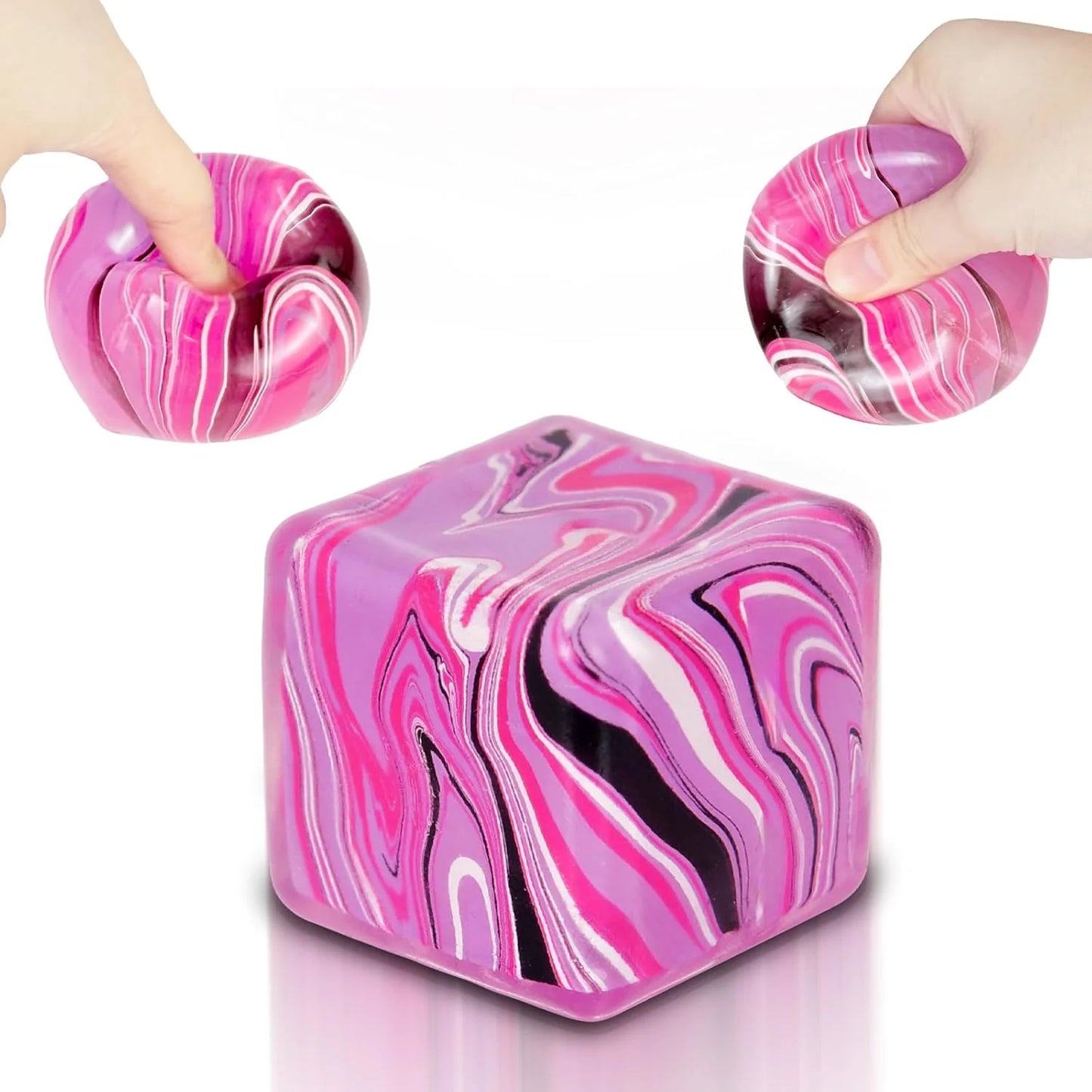 Squishy Fidget Toys Stress Cube, 1.97"*1.97" Stress Balls for Kids Adults Stress Relief, Ice Squishy Cube Sugar Balls, Sensory Toys for Kids with Autism an danxiety Disorder(Pink) - US 5894