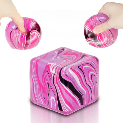 Squishy Fidget Toys Stress Cube, 1.97"*1.97" Stress Balls for Kids Adults Stress Relief, Ice Squishy Cube Sugar Balls, Sensory Toys for Kids with Autism an danxiety Disorder(Pink) - US 5894
