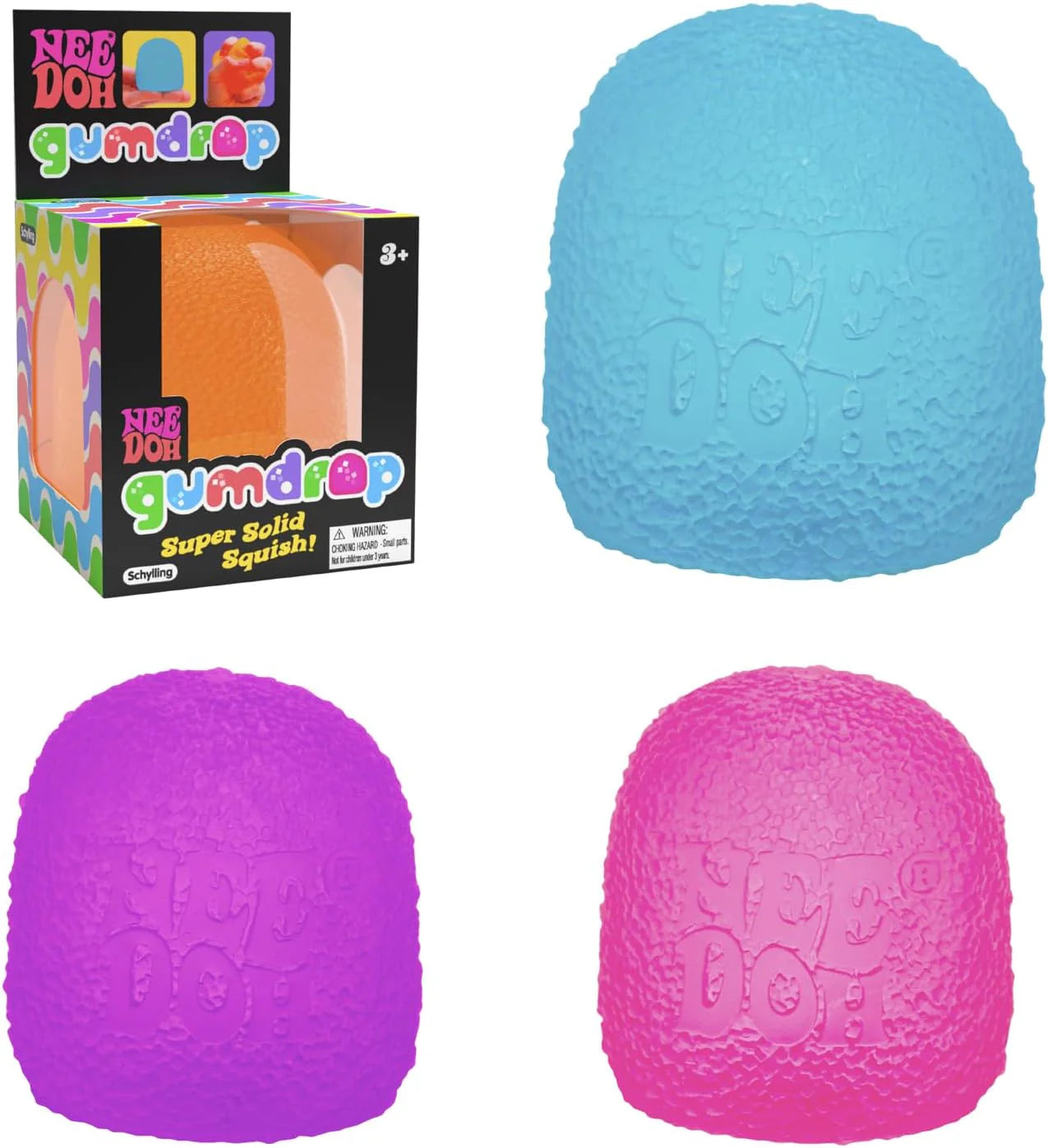 Schylling NeeDoh Gumdrop - Textured Sensory Toy with Super Solid Squish - 2.5" Tall - Colors May Vary (Pack of 1) - US 6801