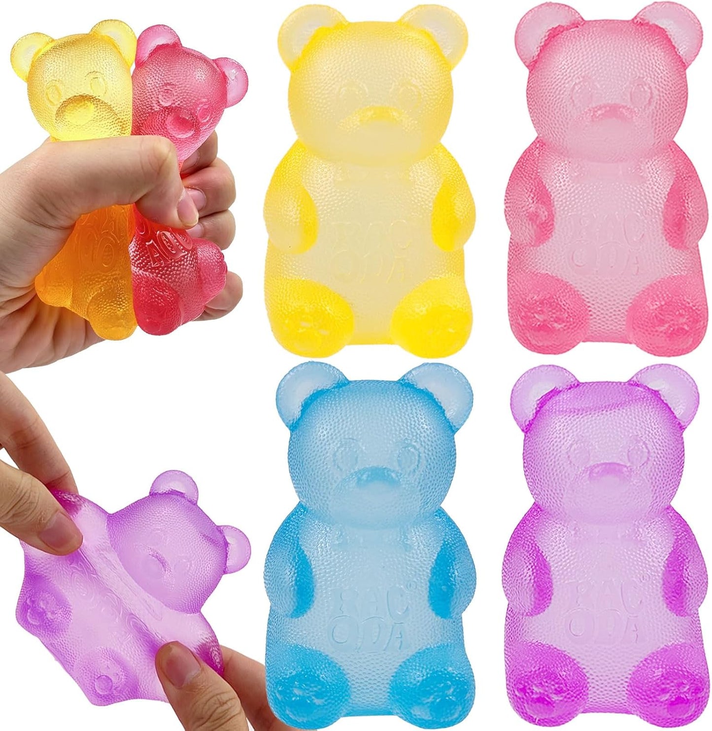 4 Pack Bear & Sugar Ball Designs, Anxiety Relief & Focus Toy, Maltose Filled Squeeze Toys for Sensory Play，Sensory Fidget Toys for Adults, Kids, Slow Rising Squishy Stress Ball - US 8127