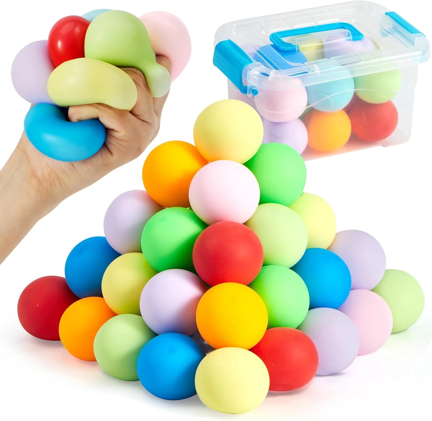 JOYIN 24 Pack Slow Rising Stress Balls, Squishy Sensory Fidget Toys, Hand Therapy Balls for Anxiety Relief, Classroom Prize Box Toys for Kids, Goodie Bag Stuffers, Party Favors - US 9782