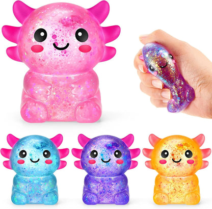 Simgoing 4 Pcs Axolotl Stress Toy Squeeze Axolotl Party Favors 2.56 x 2.64 Inches Malt Sugar Filled Stretchy Fidget Stress Relief Ball Sensory Toys for Adults Soothing Graduation Birthday Party Gift - US 8398