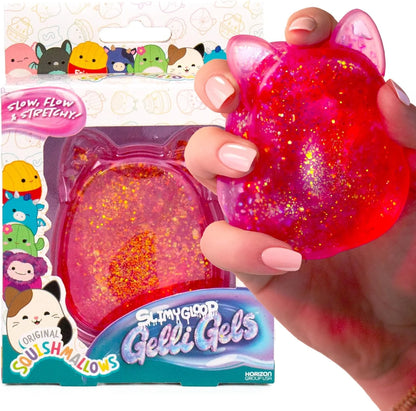 Original Squishmallows™ SLIMYGLOOP Pink Gelli Gels™, Slow Rising Sensory Squeeze Toy with Glitter, Gel Filled Fidget Toys - US 9372